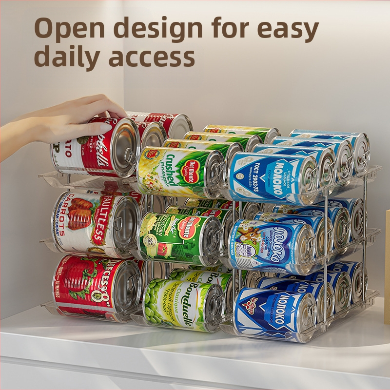 Многослойна стойка за съхранение на консерви, подреждаща се бира и напитки, прозрачна стойка за съхранение, безплатна комбинация от настолна стойка за съхранение на консерви