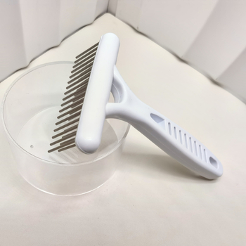 Гребен за домашни любимци с отворен възел, дългокосмест, за кучета от неръждаема стомана, гребен с отворен възел за котки и кучета, гребен за гребло, козметични продукти, гребен за кучета, малък бял гребен