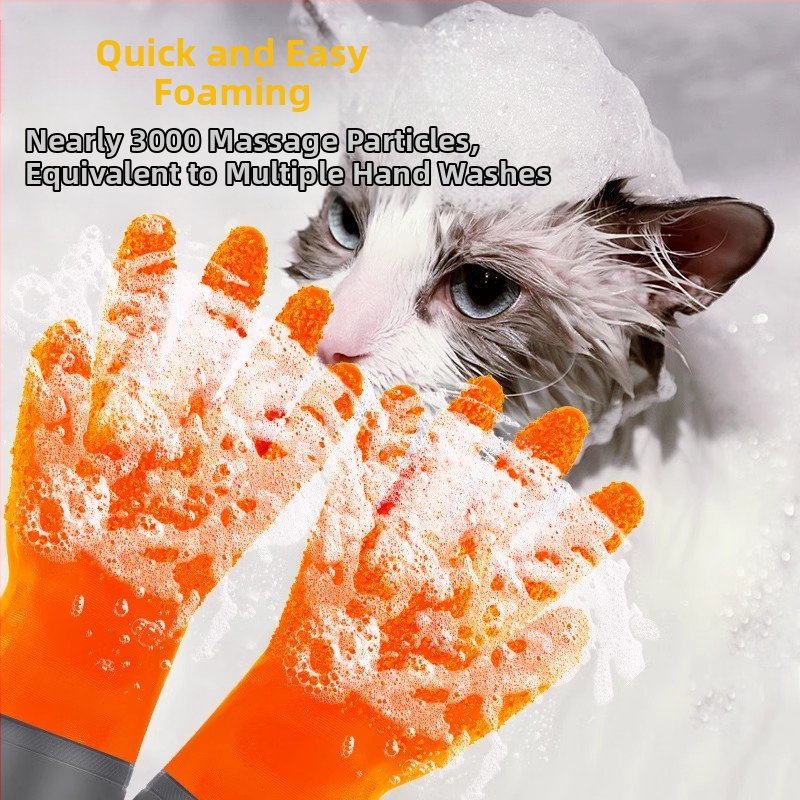 Kassi kriimustusvastased kassi suplemiskindad lemmikloomale, koerale, spetsiaalsed rullitud kassi küürimis- ja karvaeemalduse kindad, pikendatud veekindlad hammustusvastased kindad