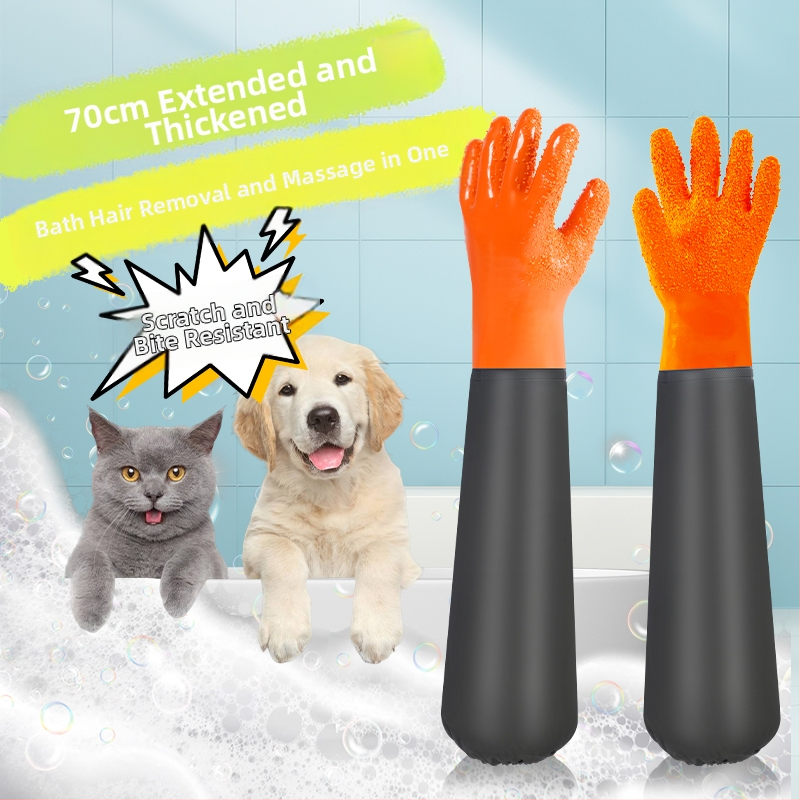 Kassi kriimustusvastased kassi suplemiskindad lemmikloomale, koerale, spetsiaalsed rullitud kassi küürimis- ja karvaeemalduse kindad, pikendatud veekindlad hammustusvastased kindad