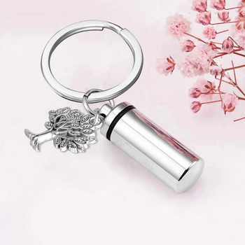 „Amazon“ karštai parduodamas Europos ir Amerikos atminimo gyvūnėlių urnos pakabukas iš nerūdijančio plieno cilindrinio gyvybės medžio kvepalų buteliuko raktų pakabuko