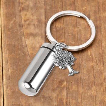 „Amazon“ karštai parduodamas Europos ir Amerikos atminimo gyvūnėlių urnos pakabukas iš nerūdijančio plieno cilindrinio gyvybės medžio kvepalų buteliuko raktų pakabuko