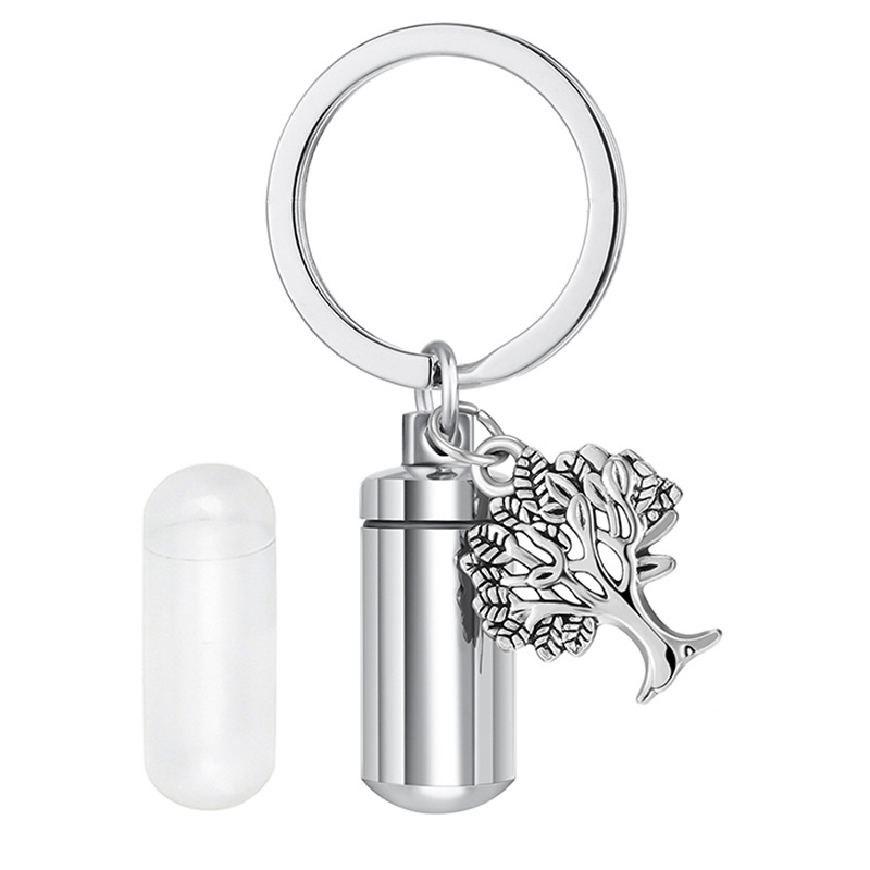 „Amazon“ karštai parduodamas Europos ir Amerikos atminimo gyvūnėlių urnos pakabukas iš nerūdijančio plieno cilindrinio gyvybės medžio kvepalų buteliuko raktų pakabuko