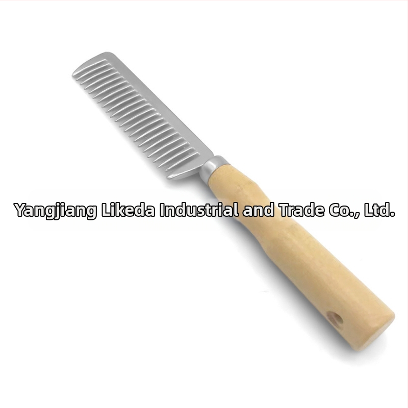 Гребен за грива за домашни любимци с дървена дръжка, гребен с отворен възел от алуминиева сплав, гребен за грива за коне, гребен за коса с широки зъби