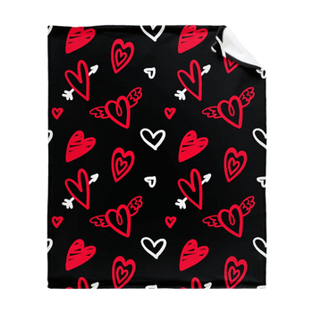 Punase südamemustriga sõbrapäeva tekk flanellmaterjalist pühadekingitus poiss- ja tüdruksõbrale