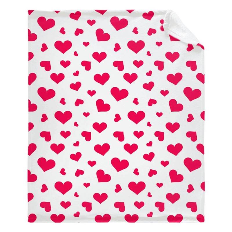 Raudonos širdies rašto Valentino dienos tematikos antklodė iš flanelinės medžiagos šventinė dovana vaikinui ir merginai