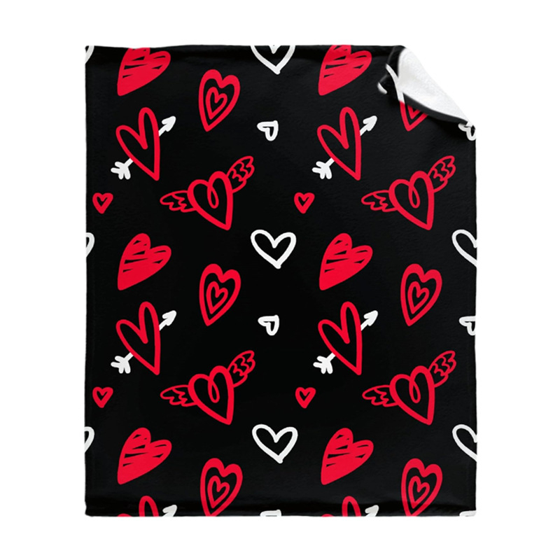 Raudonos širdies rašto Valentino dienos tematikos antklodė iš flanelinės medžiagos šventinė dovana vaikinui ir merginai