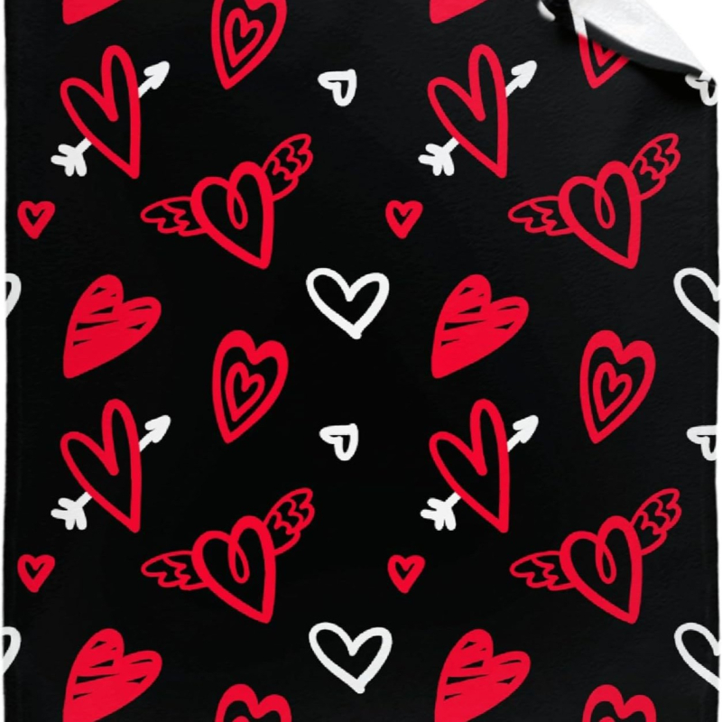 Punase südamemustriga sõbrapäeva tekk flanellmaterjalist pühadekingitus poiss- ja tüdruksõbrale