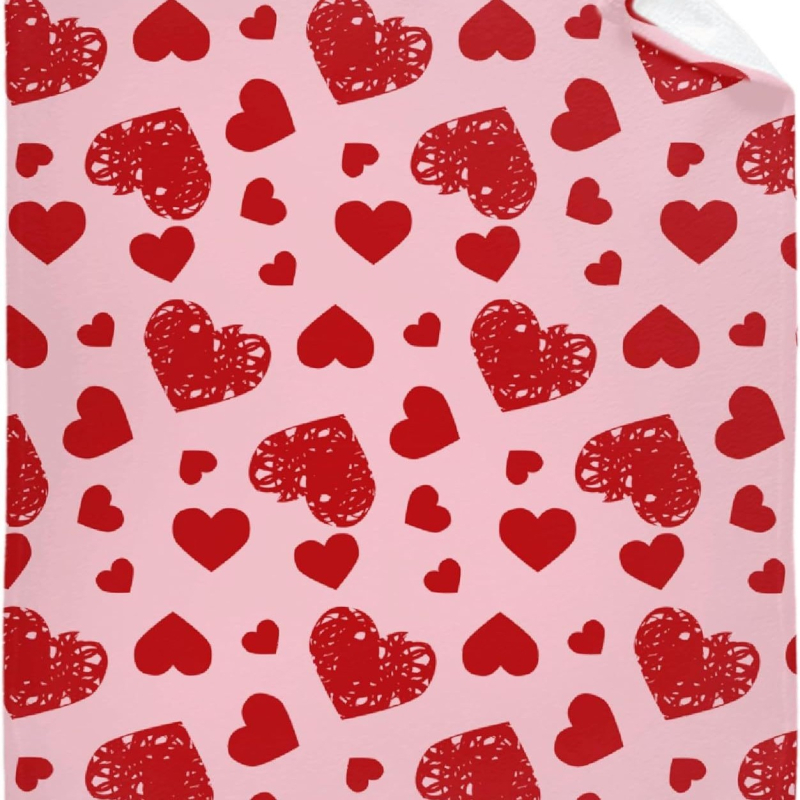 Punase südamemustriga sõbrapäeva tekk flanellmaterjalist pühadekingitus poiss- ja tüdruksõbrale