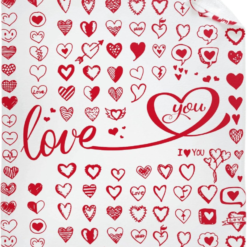 Punase südamemustriga sõbrapäeva tekk flanellmaterjalist pühadekingitus poiss- ja tüdruksõbrale