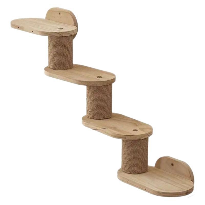 Háztartási fali macska mászóka állvány fa macska lépcső macska kaparó mászójáték fa falra szerelhető szizál macska mászóka állvány