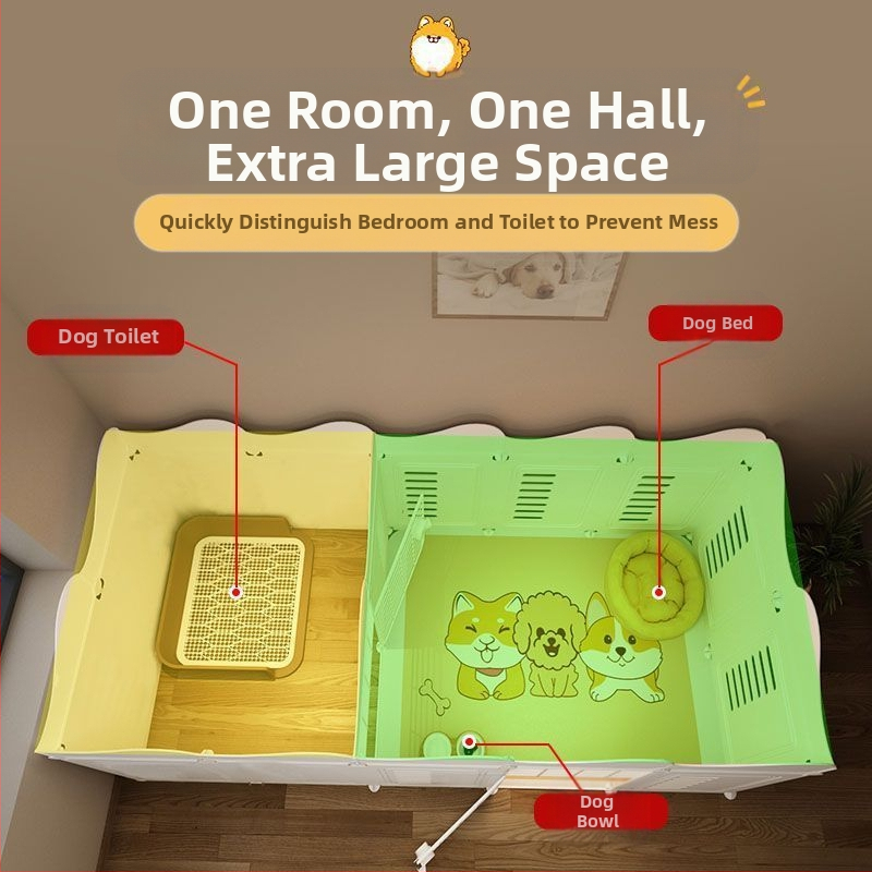 Plot pre domáce zvieratá, jedna miestnosť, jeden strážny pes, vnútorná klietka pre psa, stredný a malý pes, plyšový plyšový plot Bixiong s izolačnými dverami