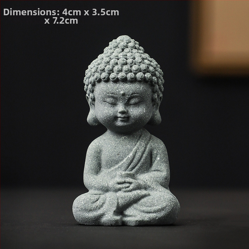 Nacionalinio stiliaus žalias smiltainis peizažas Budos statula Budos arbatos augintinis maži papuošalai bonsai žuvų bako peizažo dekoravimas amatai dovana