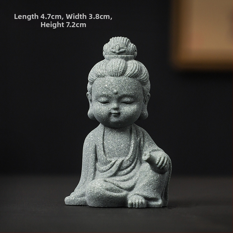 Nacionalinio stiliaus žalias smiltainis peizažas Budos statula Budos arbatos augintinis maži papuošalai bonsai žuvų bako peizažo dekoravimas amatai dovana