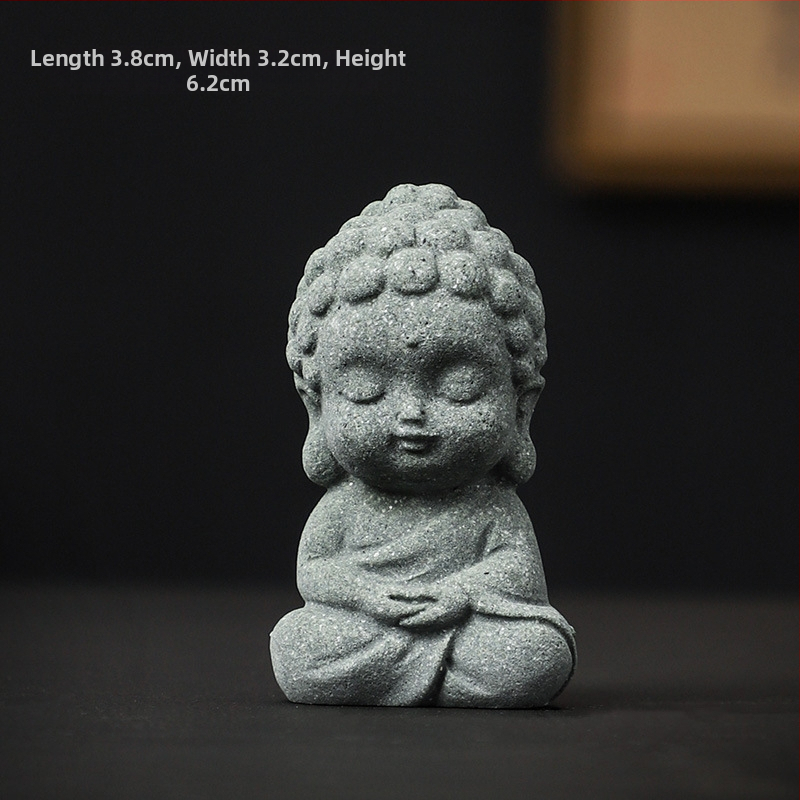 Nacionalinio stiliaus žalias smiltainis peizažas Budos statula Budos arbatos augintinis maži papuošalai bonsai žuvų bako peizažo dekoravimas amatai dovana