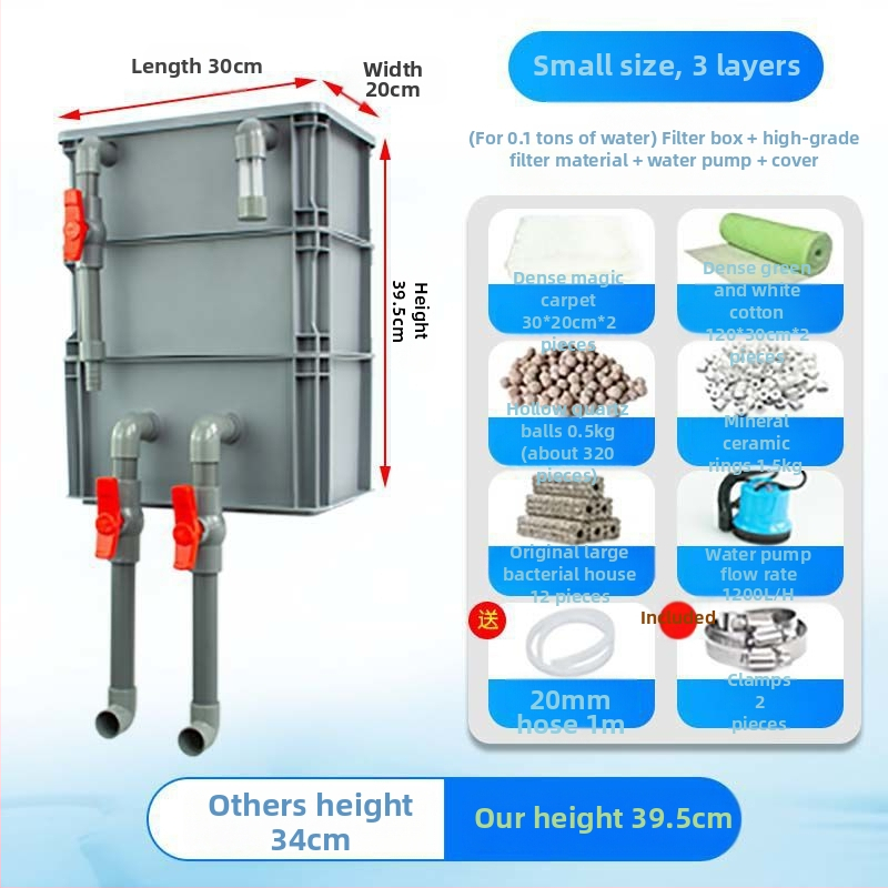 Cirkuliacijos dėžės filtras Žuvų akvariumo cirkuliacijos filtravimo sistema Viršutinio lašelinio srauto dėžės filtras Cirkuliacijos dėžės filtras Vandens aušinimo slėgis
