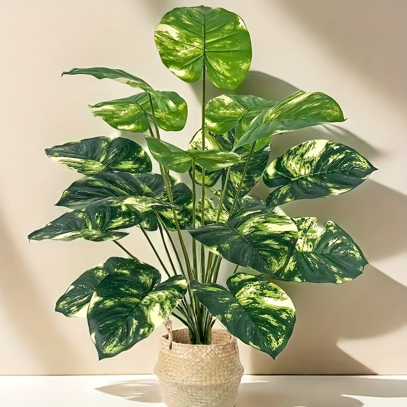 Dirbtinis žalias augalas vazoniniame bonsai medyje, vidaus ir svetainės dekoras, 18 galvų gėlių pothos, netikras augalas namams