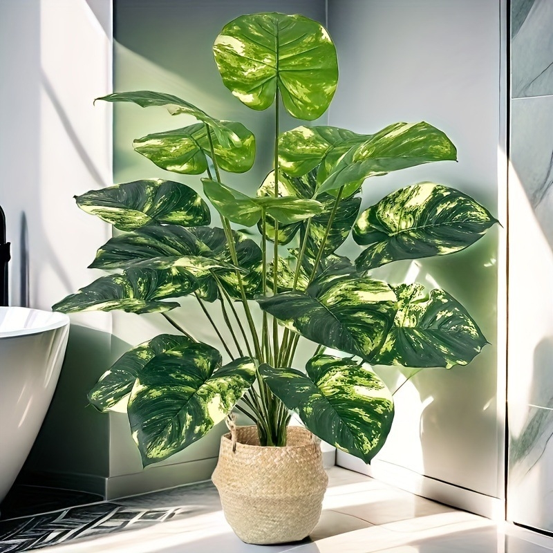 Dirbtinis žalias augalas vazoniniame bonsai medyje, vidaus ir svetainės dekoras, 18 galvų gėlių pothos, netikras augalas namams