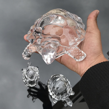 Skaidrus krištolo stiklo vėžlys, laimingas fengšui, auksinis vėžlys, stiklo gyvūnų miesto namo amatai, dekoratyviniai papuošalai, didmeninė prekyba