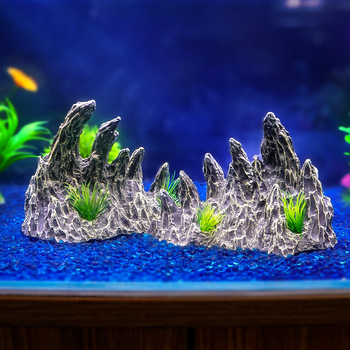 Populaarsed kalatankide haljastuskaunistused, kummalised kivid, kiviktaimla, veetaimed, draakoniluu mäe vaik, simuleeritud rohelise draakoni kivikanjoni maastik