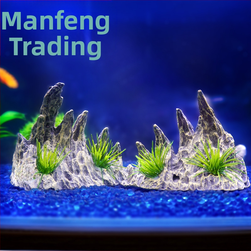 Populaarsed kalatankide haljastuskaunistused, kummalised kivid, kiviktaimla, veetaimed, draakoniluu mäe vaik, simuleeritud rohelise draakoni kivikanjoni maastik