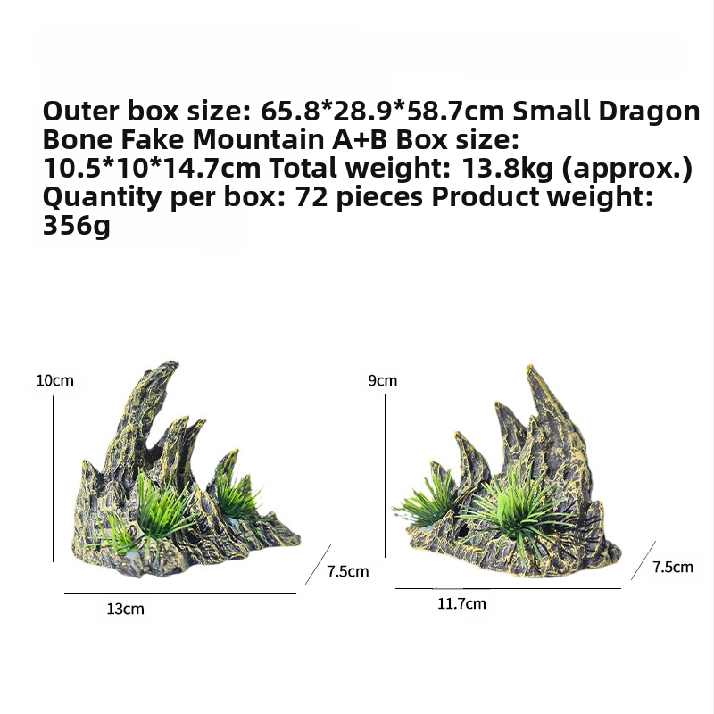 Populaarsed kalatankide haljastuskaunistused, kummalised kivid, kiviktaimla, veetaimed, draakoniluu mäe vaik, simuleeritud rohelise draakoni kivikanjoni maastik