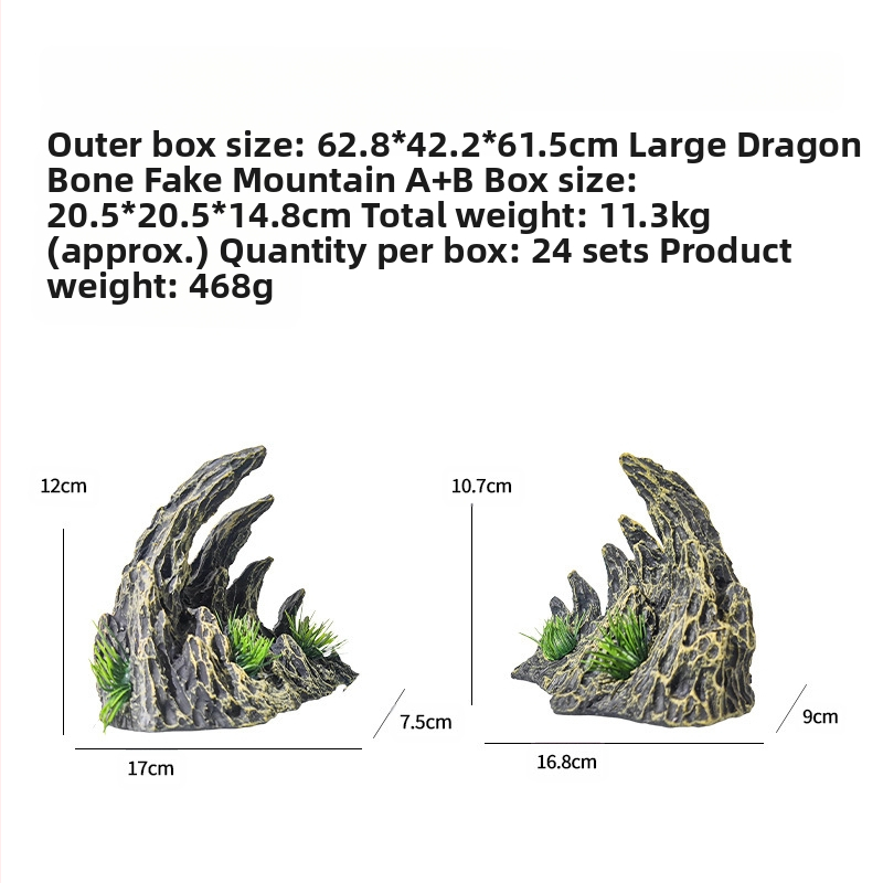 Populaarsed kalatankide haljastuskaunistused, kummalised kivid, kiviktaimla, veetaimed, draakoniluu mäe vaik, simuleeritud rohelise draakoni kivikanjoni maastik