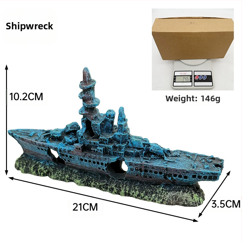 Akvaarium kalapaak vesi õlgpaak maastik kiviktaimla kaunistus kaunistus laevahukk kahur lennuk lahingulaev allveelaev varjupaik maja