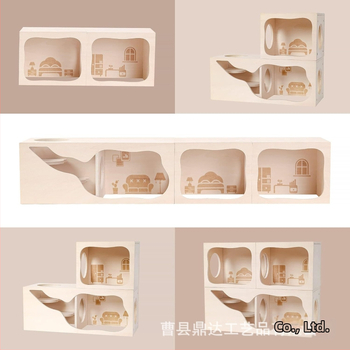 Ξύλινο Σπίτι από Δέρμα Χάμστερ για Μικρά Ζώα, Κατοικίδιο, Σήραγγα, Παιχνίδι Εξερεύνησης Ξύλινα Είδη Τοπίου, Μυστική Φωλιά Ηδονοβλεψία