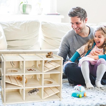 Medinis žiurkėno lizdas, žiurkėno laipiojimo pabėgimo namelis, „Auksinis lokys“, kelių miegamųjų labirintas, intelekto lavinimo žaislas, kraštovaizdžio reikmenys