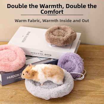 Žiurkėno medvilninis kilimėlis, triušio aksominis apvalus kilimėlis, žieminės voverės gėlės žiurkės auksinio lokio medvilninis lizdo šiltas kilimėlis, žiurkėno lizdo kilimėlis