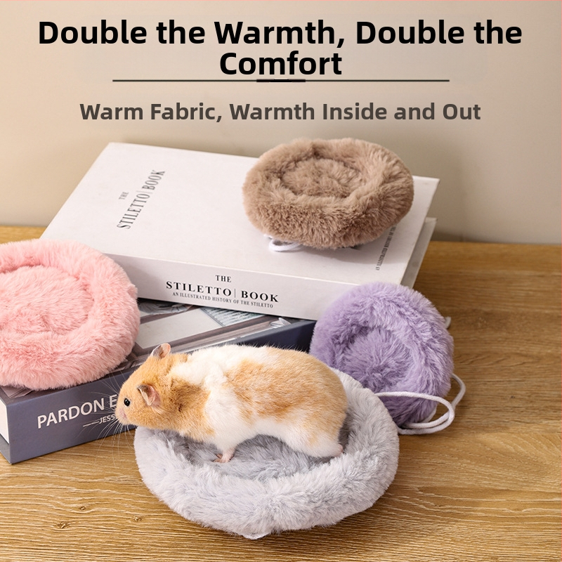 Памучна подложка за хамстер, кръгла кадифена подложка за заек, зимна катерица, цвете, плъх, златна мечка, памучно гнездо, топла подложка за гнездо на хамстер