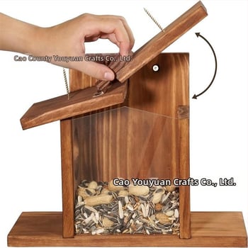 Дървена хранилка за катерици, градинска хранилка за птици, къщичка за птици, платформа за птици, висяща колибри, масивна дървена градинска декорация