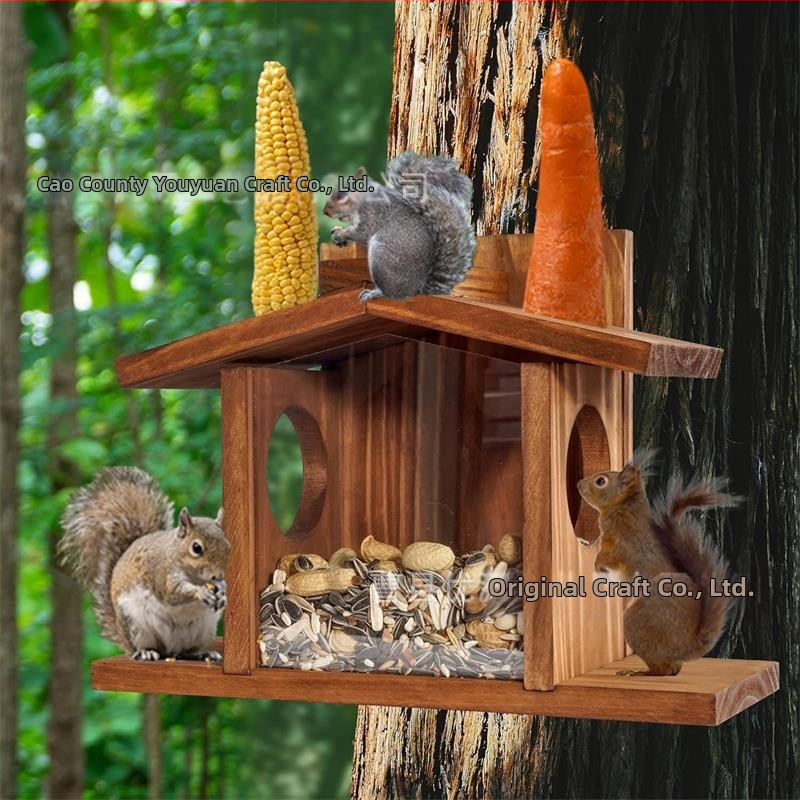 Puidust oravasöötja, õueaia lindude söögimaja, linnumaja, linnuplatvorm, koolibri rippuv täispuidust aiakaunistus