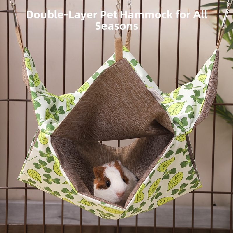 Хамак за хамстери с цветна катерица, захарен планер, двуслоен, памучен, за спане, люлка, висящ, хамак за малки домашни любимци