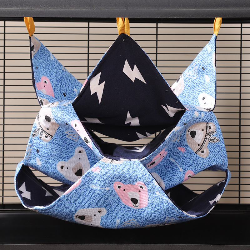 Хамак за хамстери с цветна катерица, захарен планер, двуслоен, памучен, за спане, люлка, висящ, хамак за малки домашни любимци