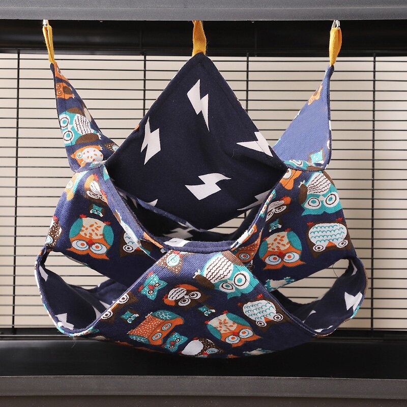 Хамак за хамстери с цветна катерица, захарен планер, двуслоен, памучен, за спане, люлка, висящ, хамак за малки домашни любимци