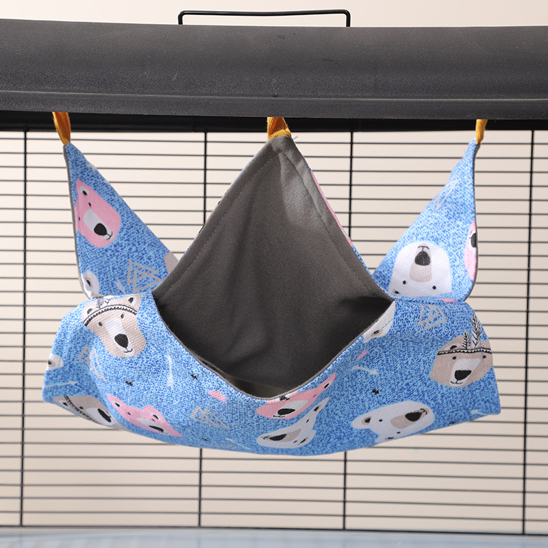 Хамак за хамстери с цветна катерица, захарен планер, двуслоен, памучен, за спане, люлка, висящ, хамак за малки домашни любимци