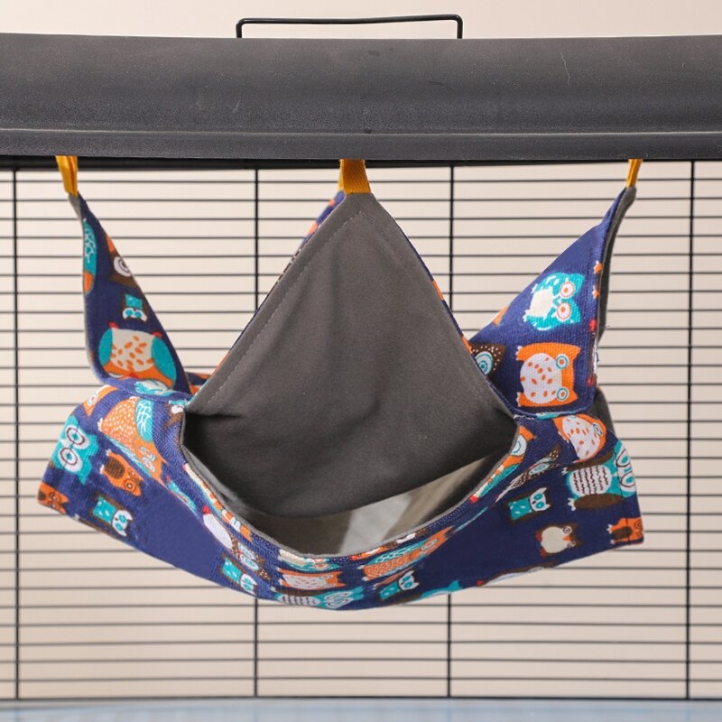 Хамак за хамстери с цветна катерица, захарен планер, двуслоен, памучен, за спане, люлка, висящ, хамак за малки домашни любимци