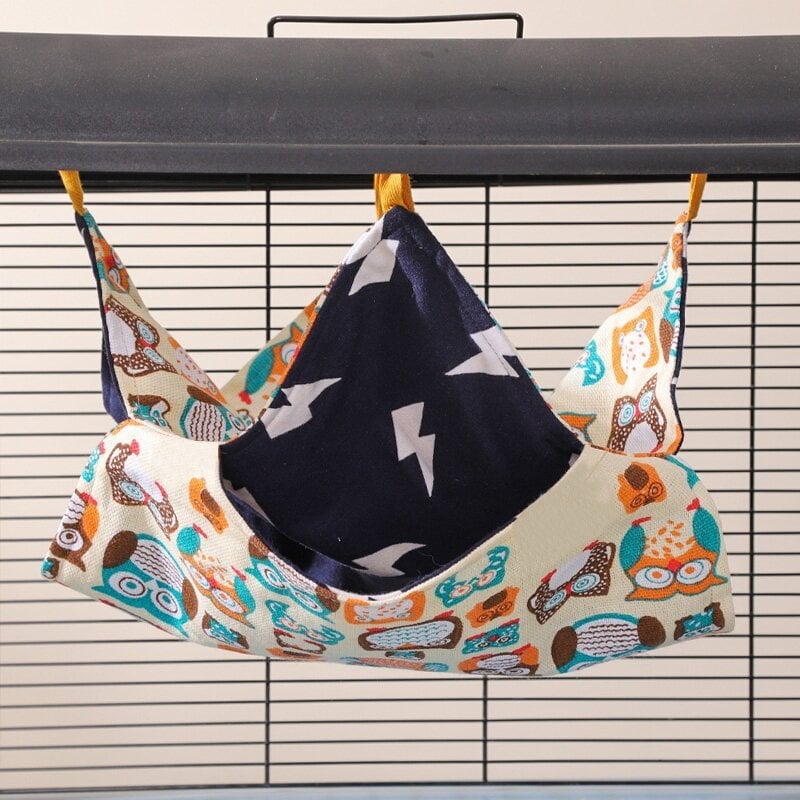 Хамак за хамстери с цветна катерица, захарен планер, двуслоен, памучен, за спане, люлка, висящ, хамак за малки домашни любимци