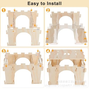 Διασυνοριακή ταΐστρα κατοικίδιων ζώων για κουνέλι, τροφοδότης σανού τρία σε ένα, ξύλινη διακόσμηση βίλας για χάμστερ