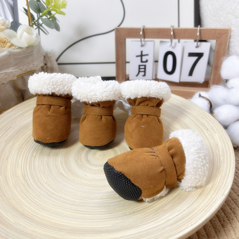 Kutyacipők Teddy Winter New Candy Color Series belső gyapjúbéléssel, vastagított meleg pamut cipő kutyacipő puha talppal