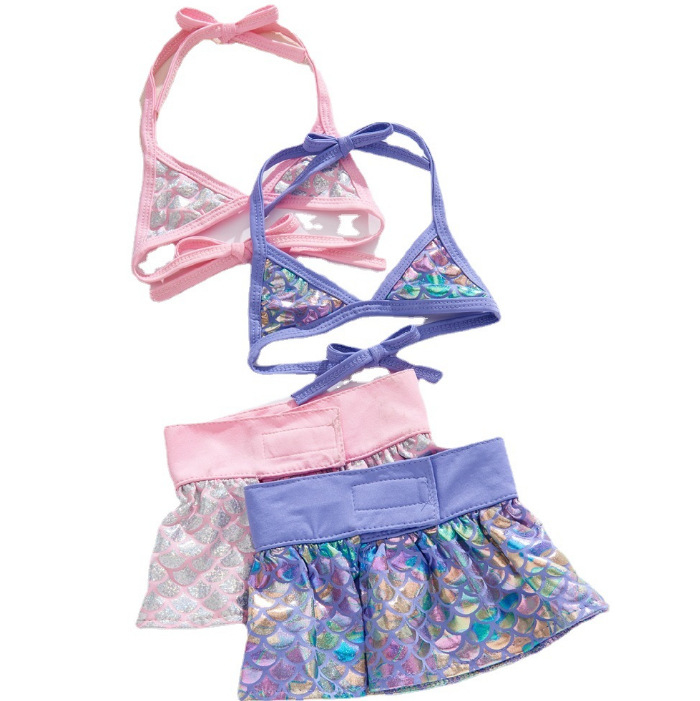 Летни дрехи за домашни любимци, комплект бикини за домашни любимци, бански костюми, плажни кукли, котки, дрехи за кучета, бански костюми за домашни любимци, пясъчен