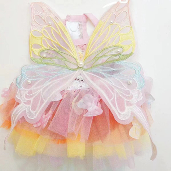 Odjeća za pse Ljetna tanka haljina za mačke s princezom u duginim bojama, šarena napuhana haljina za male pse s plišanim uzorkom