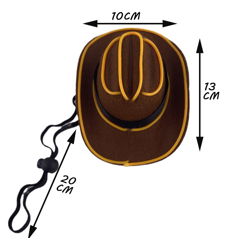 LED светеща панделка за домашни любимци Каубойска шапка за котка и куче Мини малка шапка за парти Празнична западна LED дънкова шапка за домашни любимци