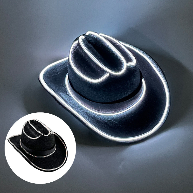 LED светеща панделка за домашни любимци Каубойска шапка за котка и куче Мини малка шапка за парти Празнична западна LED дънкова шапка за домашни любимци