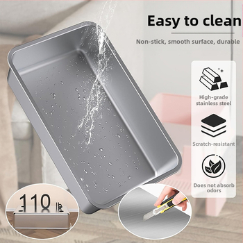 Διασυνοριακή, πλήρως κλειστή, εξαιρετικά μεγάλη αμμολεκάνη γάτας, ψηλή και παχύρρευστη, αντι-άμμος και αντιδιαβρωτική, από ανοξείδωτο χάλυβα, με υψηλές πωλήσεις