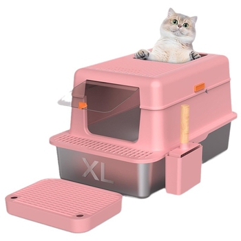 Διασυνοριακή, πλήρως κλειστή, εξαιρετικά μεγάλη αμμολεκάνη γάτας, ψηλή και παχύρρευστη, αντι-άμμος και αντιδιαβρωτική, από ανοξείδωτο χάλυβα, με υψηλές πωλήσεις