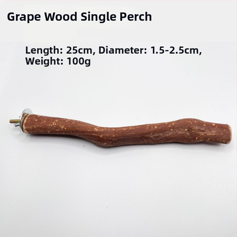 Естествена дървена стойка за птици с двоен клон от грозде, кацалка за папагали, шлифоваща нокът, стълб за станция за птици с разклонение, дървена играчка-пръчка от грозде