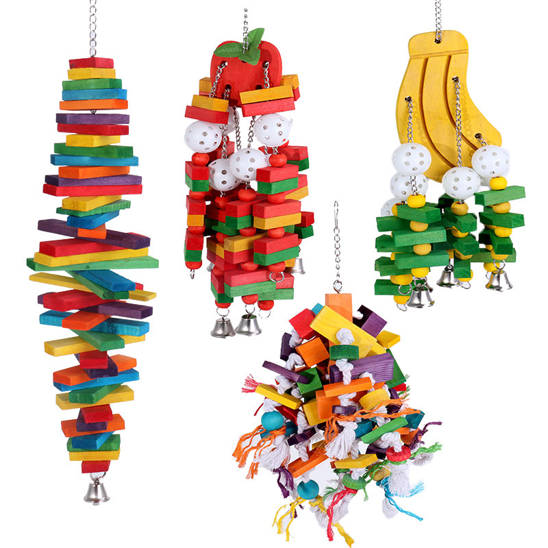 Папагал доставя играчка за хапане, дъвчеща люлка, клетка за птици, дървена играчка за птици, външна търговия, Amazon гореща продажба, комбиниран костюм